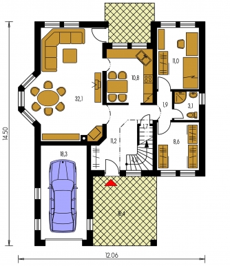 Floor plan of ground floor - BUNGALOW 89